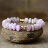 Hamsa Ward Kunzite Stone Bracelet Bliss - Moon Dance Charms