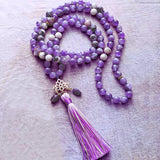 Handgeknoopte Amethist Mala ketting 108 kralen