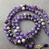 Handgeknoopte Amethist Mala ketting met 108 kralen
