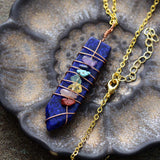 Handgemaakte chakra-kristallen ketting met draadgewikkelde hanger - Moon Dance Charms