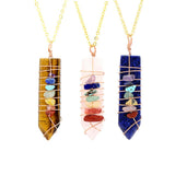 Handgemaakte chakra-kristallen ketting met draadgewikkelde hanger - Moon Dance Charms