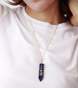 Handgemaakte Chakra Kristallen Ketting Met Gedraad Omhulde Hanger - Moon Dance Charms