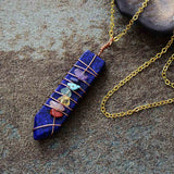 Handgemaakte Chakra Kristallen Ketting Met Gedraad Omhulde Hanger - Moon Dance Charms