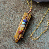 Handgemaakte Chakra Kristallen Ketting Met Gedraad Omhulde Hanger - Moon Dance Charms