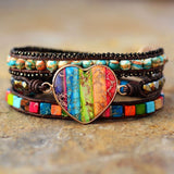 Heart Chakra Spiritual Leather Wrap Bracelet - Moon Dance Charms