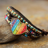 Heart Chakra Spiritual Leather Wrap Bracelet - Moon Dance Charms