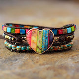 Heart Chakra Spiritual Leather Wrap Bracelet - Moon Dance Charms