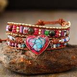 Boho Wickelarmband mit Steinmix