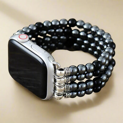 Hematite Beaded Apple Watch Band