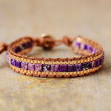 Bracciale con perline in pelle e pietre preziose imperiali - Ciondoli della danza della luna