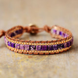 Bracciale con perline in pelle e pietre preziose imperiali - Ciondoli della danza della luna