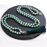Handmade green jade mala necklace 108 beads for fortune and protection - Moon Dance Charms