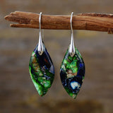 Jaspis-Blatt des Lebens-Stein-Ohrringe – Mondtanz-Charms