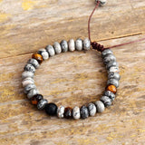 Balans jaspis en tijgeroog kralen armband voor kracht en aarding - Moon Dance Charms