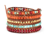 Joy Beaded Leather 5 Wrap Bracelet