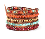 Joy Beaded Leather 5 Wrap Bracelet
