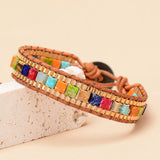 Gioioso bracciale in pelle con 7 chakra - Ciondoli della danza della luna