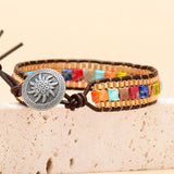 Gioioso bracciale in pelle con 7 chakra - Ciondoli della danza della luna