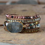Labradoriet 5-Laagse Wikkelarmband - Moon Dance Charms