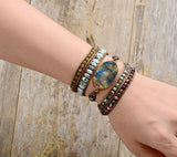 Labradoriet 5-Laagse Wikkelarmband - Moon Dance Charms