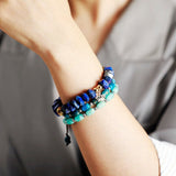 Pulsera Elástica De Lapislázuli Con Charm De Loto - Moon Dance Charms