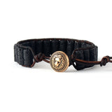 Pulsera difusora de puño de cuero de piedra de lava - Charms de danza lunar
