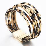 Luipaard Leren Wikkelarmband - Moon Dance Charms