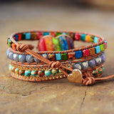 Natural Jasper Heart Wrap Bracelet