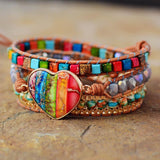 Rainbow Leather Wrap Bracelet