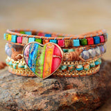 Rainbow Leather Wrap Bracelet