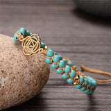 Lotus Charm Turquoise Beaded Bracelet
