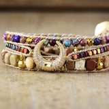 Lucky Jasper Beaded Vegan Wrap Bracelet - Moon Dance Charms