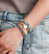 ﻿Opal Leather Wrap Bracelet