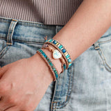 Opal Leather Wrap Bracelet