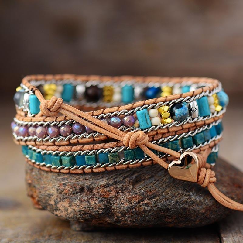 ﻿Opal Leather Wrap Bracelet