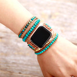Handgemaakte turquoise wrap Apple Watch-bandje Vrouw - Moon Dance Charms