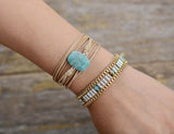 Bracciale avvolgente Boho in amazzonite naturale