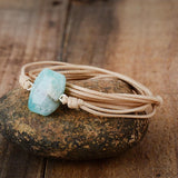 Bracciale avvolgente Boho in amazzonite naturale