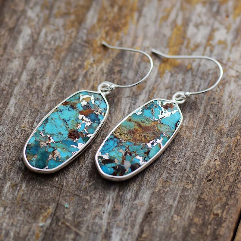 Natural Stone Turquoises Dangle Earrings - Moon Dance Charms