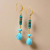 Amazonite and jasper teardrop gemstone drop earrings - Moon Dance Charms