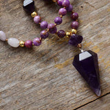 Collar Péndulo Hilo Anudado con Amatista - Moon Dance Charms