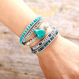 Pulsera envolvente positividad boho turquesa - Moon Dance Charms