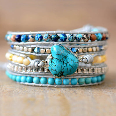 Positivity Boho Turquoise Wrap Bracelet