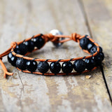 Bracelet diffuseur de perles de lave et d’onyx