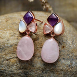 Pure Liefde Rozenkwarts Kristal Oorbellen - Moon Dance Charms