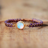 Handmade amethyst and opal beaded bracelet for calm and abundance - Moon Dance Charms