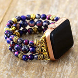 Purple Beaded Apple Watch Band For Women Stretchable