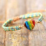 Pulsera con dije de corazón del chakra del arco iris - Charms de danza lunar