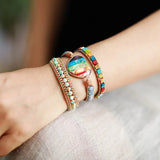 Rainbow Leather Wrap Bracelet - Moon Dance Charms