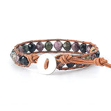 Bracciale in pelle con tormalina arcobaleno - Ciondoli della danza della luna